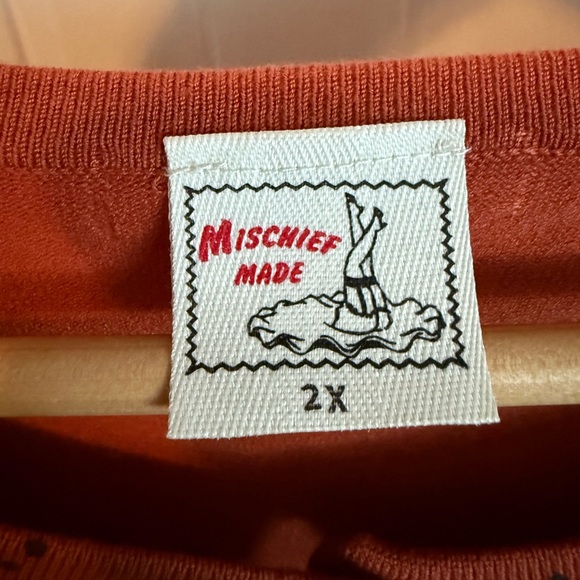 Mischief Made Spiderweb Cardigan in Burnt Orange - Picture 3 of 4